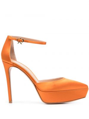 Pantofi cu toc din piele cu platformă Gianvito Rossi portocaliu