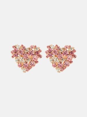 Křišťálové náušnice se srdcovým vzorem Magda Butrym růžové