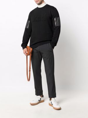 Sweter na zamek z kieszeniami Karl Lagerfeld czarny