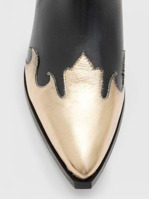 Kožené kotníkové boty na podpatku Allsaints černé