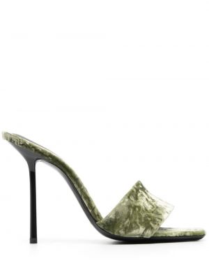 Кадифени ниски обувки с ток Saint Laurent зелено