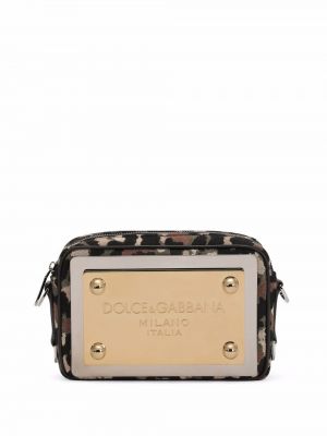 Жакардови чанта през рамо с леопардов принт Dolce & Gabbana черно