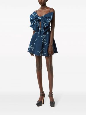 Bavlněné sukně s mašlí s potiskem Nina Ricci modré
