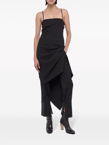Asymetrické vlněné midi šaty Helmut Lang černé