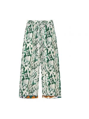 Szerokie spodnie z nadrukiem oversize Munthe zielone