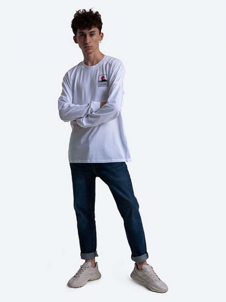 Pamučna hoodie s kapuljačom Edwin bijela