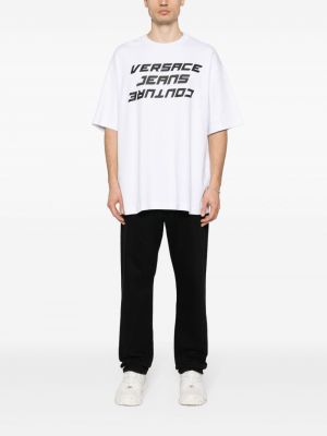 Kokvilnas t-krekls Versace Jeans Couture balts