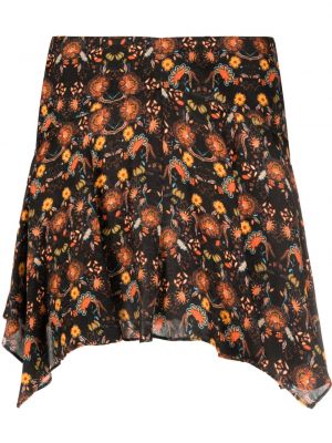 Ασύμμετρη φλοράλ φούστα με σχέδιο Isabel Marant μαύρο