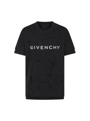 Koszulka z dziurami Givenchy czarna