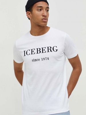 Koszulka bawełniana z nadrukiem Iceberg biała