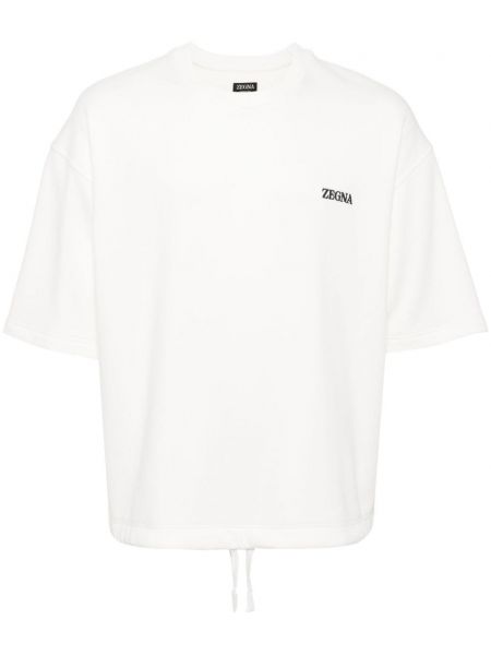 Kokvilnas īss sporta krekls ar izšuvumiem Zegna balts