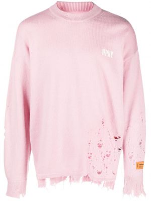 Pull brodé en laine Heron Preston rose