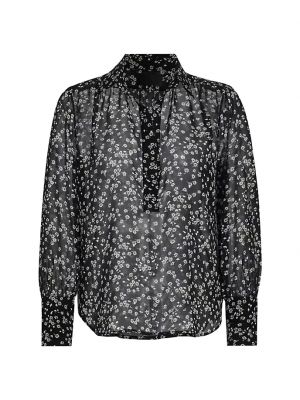 Шелковая блузка с принтом Nili Lotan черная