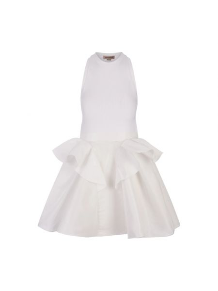 Sukienka mini z falbankami Alexander Mcqueen biała