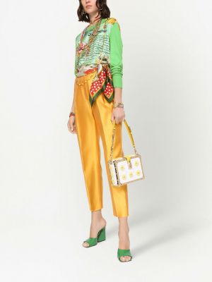Hedvábné kalhoty s vysokým pasem Dolce & Gabbana