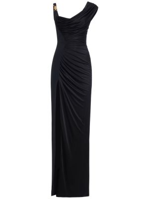 Sukienka z dżerseju drapowana Versace czarna