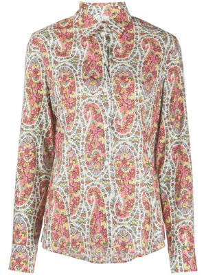 Bavlnená košeľa s potlačou s paisley vzorom Etro ružová
