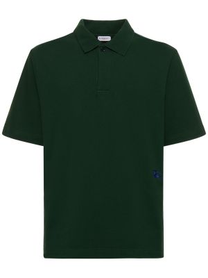 Памучна поло тениска Burberry зелено