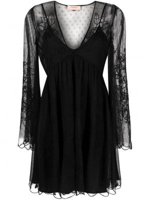 Κοκτέιλ φόρεμα με δαντέλα Twinset μαύρο