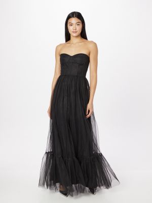Csipkés gyöngyös estélyi ruha Lace & Beads fekete