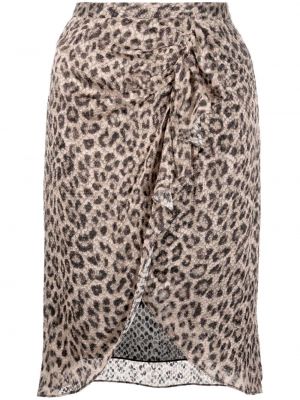 Drapovaný sukňa s potlačou s leopardím vzorom Iro hnedá