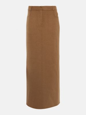 Шерстяная длинная юбка The Frankie Shop коричневая