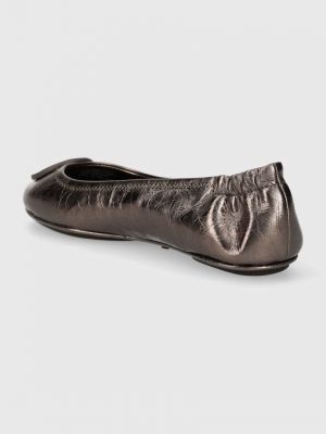 Bőr balerina cipők Tory Burch ezüstszínű