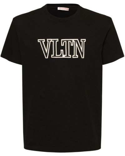 Памучна тениска бродирана от джърси Valentino бяло