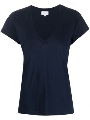 Βαμβακερή μπλούζα με λαιμόκοψη v Mazzarelli μπλε