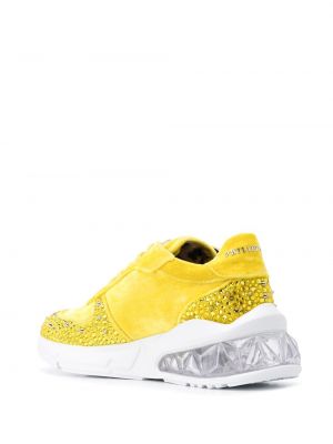 Aksamitne sneakersy z ćwiekami chunky Philipp Plein żółte