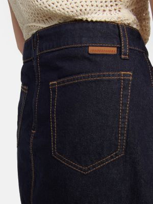 Nėriniuotas džinsinis sijonas su raišteliais Zimmermann mėlyna