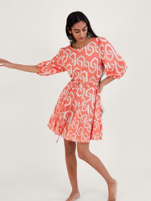 Платье мини с принтом с геометрическим узором Monsoon оранжевое