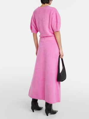 Maxi φούστα με ψηλή μέση κασμίρ Lisa Yang ροζ