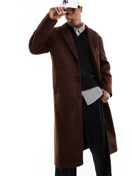 Шерстяное пальто Asos коричневое