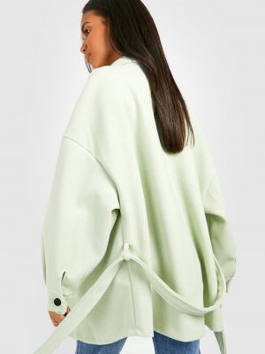 Шерстяная куртка с поясом Boohoo зеленая