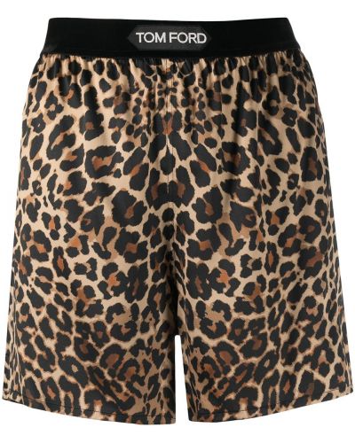 Hodvábne šortky s potlačou s leopardím vzorom Tom Ford