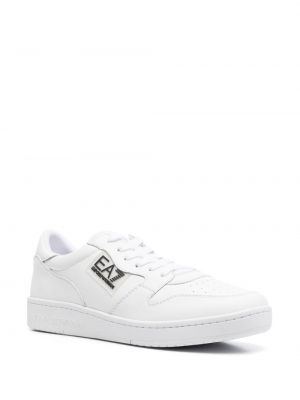 Sneakersy sznurowane z nadrukiem koronkowe Ea7 Emporio Armani białe