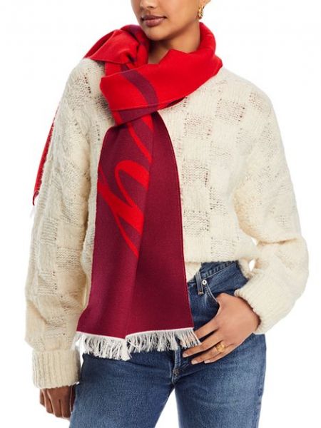 Жаккардовый шарф с надписями Burberry красный