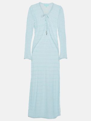 Плетена миди рокля с връзки с дантела Melissa Odabash синьо