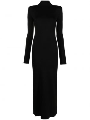Gyapjú midi ruha Saint Laurent fekete
