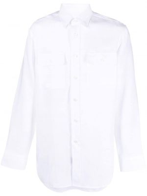 Λινό πουκάμισο με κουμπιά Brioni λευκό