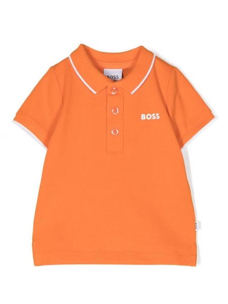 Polo con stampa Boss Kidswear arancione