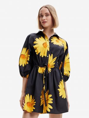 Kvetinové košeľové šaty Desigual čierna
