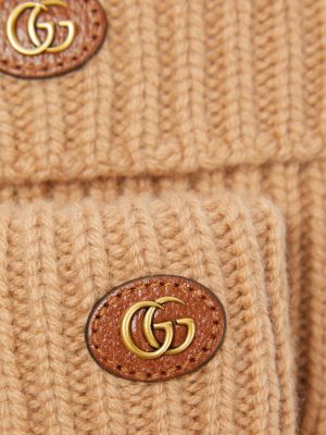 Guantes de lana de cachemir con estampado de cachemira Gucci beige