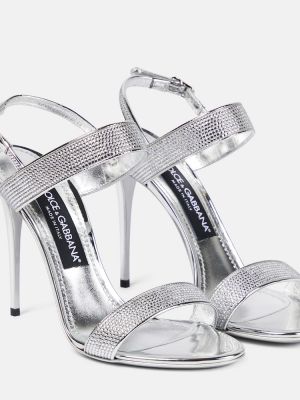 Sandały z kryształkami Dolce&gabbana srebrne