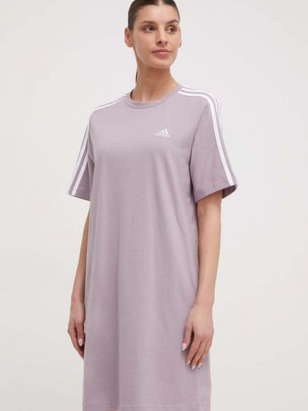 Fioletowa sukienka mini bawełniana oversize Adidas