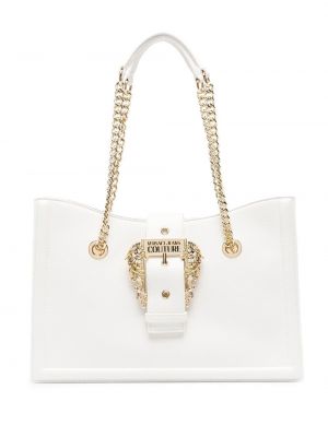 Shopper kabelka s přezkou Versace Jeans Couture bílá