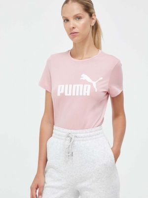 Памучна тениска Puma розово