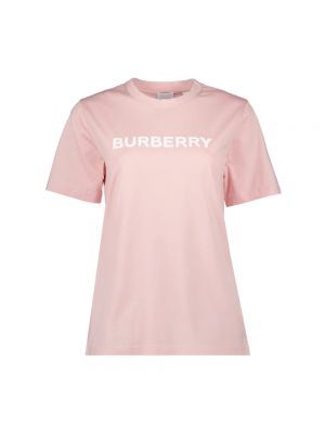 Koszulka bawełniana z nadrukiem Burberry różowa