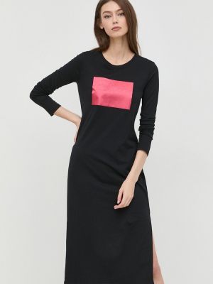 Armani Exchange pamut ruha fekete, midi, egyenes